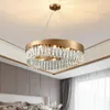 Ljuskronor Creative LED Crystal Chandelier Gold Metal Lighting Fixtures Round Suspension Lamps For Dining Hall Living Room Kitchen Island