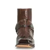 Stiefel Mode Herren Vintage Cowboy Leder High Top Kette Schnalle Riemen Punk Schuhe Spitz Zehen Biker Männer 221014