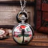 Pocket Watches Luxury Butterfly Print Quartz Watch For Men Women Flower Engraved Case Fob Chain Colorful Clock Collection Kids Gift