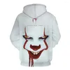 Felpe con cappuccio da uomo 2022 Felpa da clown stereo 3D Halloween Carnival Horror Felpa con cappuccio da donna per uomo e bambino Clear Scary