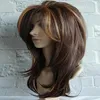 Women Dark Brown Long Straight Partial Bangs Full Wig Heat Resistant Party Hair Shaggy Wavy Curly Sexy Wig