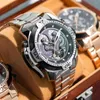 Armbanduhren Reef Tiger/RT Marke Edelstahl Sport Herren Automatikuhr Multifunktions Kompliziertes schwarzes Zifferblatt Mechanisch