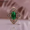 Orecchini pendenti PATAYA Rhombus Green Women Fashion Wedding Cute Fine Jewelry 585 Zircone naturale color oro rosa