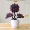 Decorative Flowers Artificial Plant Lotus Pine Tree Simulation Flower Bonsai Fake Green Pot Plants Ornaments Home Decoration Craft