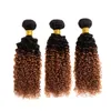 Yrubeauty Brazilian Human Hair 3バンドル4x4レース閉鎖Kinky Curly 4 PCS 1B 30 OMBRE COLOR 10-30INCH