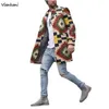 Men's Fur Faux Fur Men's Trench Coat 2022 Autumn New Long sleeve Single-breasted lapel Jackets Fashion Floral Print Lapel Mid-Length Casual Coats T221007