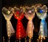 Party Decoration LED Bobo Balloon Flashing Light Heart Shaped Rose Flower Ball Transparent Wedding Valentine's Day Gift RRE15114