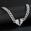 Chaînes Coeur brisé Glacé Chaîne Pendentif Collier Déclaration Or Couleur Zircon Cubique Hip Hop Bijoux Cadeau Pour Hommes