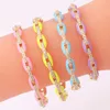 Bracelet de haute qualité en émail Pastel CZ pour femmes, couleur or arc-en-ciel coloré, bijoux d'été 231T