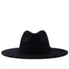 Berets Femmes hommes Big Edge Felt Fedora Chapeaux