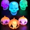 Halloween Night Lights 3D Skull Pumpkin RGB 7 Färger Byt batteridriven atmosfärljus