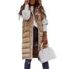 Women's Vests Fashion Sleeveless Jacket 3D Cutting Coldproof Versatile Long Type Hooded Warm Cotton Puffer Waistcoat