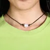 Choker Pearl Pendant Necklace Leather Cords Round Beads Charm Chain Shellhard Women Ethnic Jewelry Gift Feminino Kolye