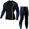 Men's Sleepwear Men Thermal underwear winter long johns 2 piece Sports suit Men's Compression leggings Quick dry t-shirt long sleeve jogging set T221017