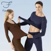 Vêtements de nuit pour hommes Flarixa Nouveau ponçage double face Sous-vêtements thermiques Ensemble sans couture Vêtements d'automne Long Johns pour femmes Chaud Hiver Thermo Lingerie T221017