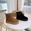 Buty Mini Neumel Platform Designer Kobieta Zimowa kostka Australia Śnieg Grubny dno Real skórzane ciepłe puszyste fanowe haczyek Cowskin Hook 019