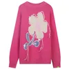 Suéteres femininos Autumn e Winter Niche de nicho coreano Sweater Pullover Flower Logo Lazy Western malha