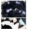 Dekorative Blumen Schwarz Halloween Wand Kranz Federn Kränze Mit Blauen Augen Haustür Dekor Herbst Für Party Supplies Po