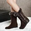 Gai Boots Winter Women Shoes Ladies Mid Calf Tube High Tube Classic Shice Fleece Models Snow Muje Plus Size 35-42 221102