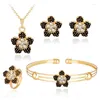 Necklace Earrings Set & Elegant Delicate Flower Bracelet Rings For Girls Selling Matching Evening Dress