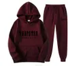 Trailsuit Trapstar Baskılı Spor Giyim Erkek ve Kadınlar Spor Giyim Fırçalı İki Parçalı Gevşek Kuklağlı Kazak Takım Kış Sıcak Aşıklar Sweatshirt Pantolon Jogging