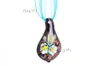 Hänge halsband yingwu mode grossist 6 st mycket handgjorda murano lampwork glas mix färg svart blomma blad hänge charms halsband