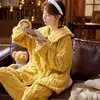 Dames slaap lounge print pyjama stelt vrouwen prinses floceren multi -zakken zoete kawaii flanel huiskleding outfits vrije tijd nachtkleding meisje comfortabel T221017