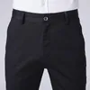 Costumes pour hommes Pantalons d'affaires d'été Robe de soie de glace Men Formal mince Slim Fit Office Plus taille 46 Pantalage sans ironique étiré