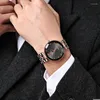 Wristwatches Luxury Designer Men Full Stainless Steel Quartz Watches Golden Rhinestone Fashion Business Wristwatch Horloges Mannen Montres