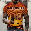 Męskie koszule drukowane luźne koszulka moda swobodny harajuku w stylu harajuku duży wzór odzieży, tworząc 3D HD Halloween rękaw