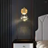 Vägglampa moderna LED -lampor K9 Crystal Copper Lights Diamond Decoration El Light Fixtures Bedroom Bedside Lighting