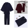 Mäns sömnkläder japansk traditionell stil Autumn Winter Loose Thick Pyjamas Pants Set Men's Sleep Lounge Kimono Yukata Bathrobe