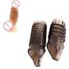 Adult Massager soft Penis Extender Men Cock Sleeve Ring on Reusable Spines Studded Enlargement Toys for Male