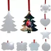 Sublimation Blank Christmas Ornament Double-Sided Xmas Tree Pendant Multi Shape Aluminum Plate Metal Hanging Tag Holidays Decoration Craft RRE15119