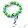 UPS élégant bracelet en perles de bois porte-clés pendentif fête faveur ballon de sport football baseball basket-ball bracelet bracelet avec porte-clés en métal RRA472