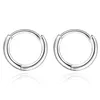 Hoop Earrings Small 925 Real Sterling Silver Round Circle Huggie Hinged For Women Men Black 10MM 12MM