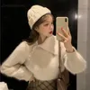 Women's Sweaters Loribindwood 2022 Winter Korean Version Of The Lapel Imitation Mink Velvet Short White Sweater Super Fairy Design Knit