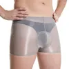 MUITOPANTES ÓLEO GLOOSY brilhante u convexo bolsa boxers Ultra Thin Transparent Menwear Sexy Fetish Gay Lingerie de Nylon sem costura