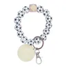 UPS élégant bracelet en perles de bois porte-clés pendentif fête faveur ballon de sport football baseball basket-ball bracelet bracelet avec porte-clés en métal RRA472