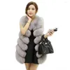 Femmes fourrure hiver haute qualité mode chaud Long Faux gilet gilet sans manches veste manteau