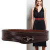 Belts H3478 Fashion Ladies Wide Waist Belt Genuine Leather Elastic Vintage Waistband Accessories Women Pure Color Top Grade Cummerbund