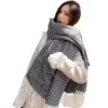 Scarves Korean Autumn and Winter New Water Ripple Pattern Cashmere Scarf Women's Pocket Dual purpose Thickened Shawl Long Tassel Neck