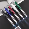 3 in 1 Stylus Led lights Pen Touch Screen Capacitive Ballpoint Pens for iPhone Ipad Glowing metal writing Ballpoint pen Students Gifts