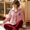 Conjuntos de pijamas para dormir para mujer Mujeres Dulce Otoño Suave Estilo coreano Ropa de dormir Bordado Manga larga suelta Kawaii Ropa de dormir cálida Todo fósforo Espesar T221017