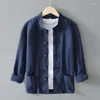 Men's Casual Shirts 2022 Men 'S Stand Collar Chinese Style Cotton And Linen Comfortable Knot Button Shirt
