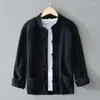 Men's Casual Shirts 2022 Men 'S Stand Collar Chinese Style Cotton And Linen Comfortable Knot Button Shirt