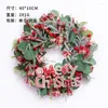 Decorative Flowers 40cm Christmas Red Wreath For Front Door Garlands Decoration Hanging Tree Wall Window Ornaments Xmas Home Decor Drop