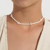 Choker blomma mode justerbar söt färgglad pärlhalsband pärlstav kort klavikböhmen stil smycken