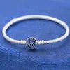 Bangle Womens Classic 925 Srebrne bransoletki Fit Pandora Beads Charms Niebieska klamra Najwyższa jakość węża łańcucha Bransoletka luksusowa des344g