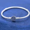 Bangle Womens Classic 925 Sterling Silver Bracelets Fit Pandora Beads Charms Blue Buckle Top Quality Snake Bone Chain Bracelet Luxury Des344g